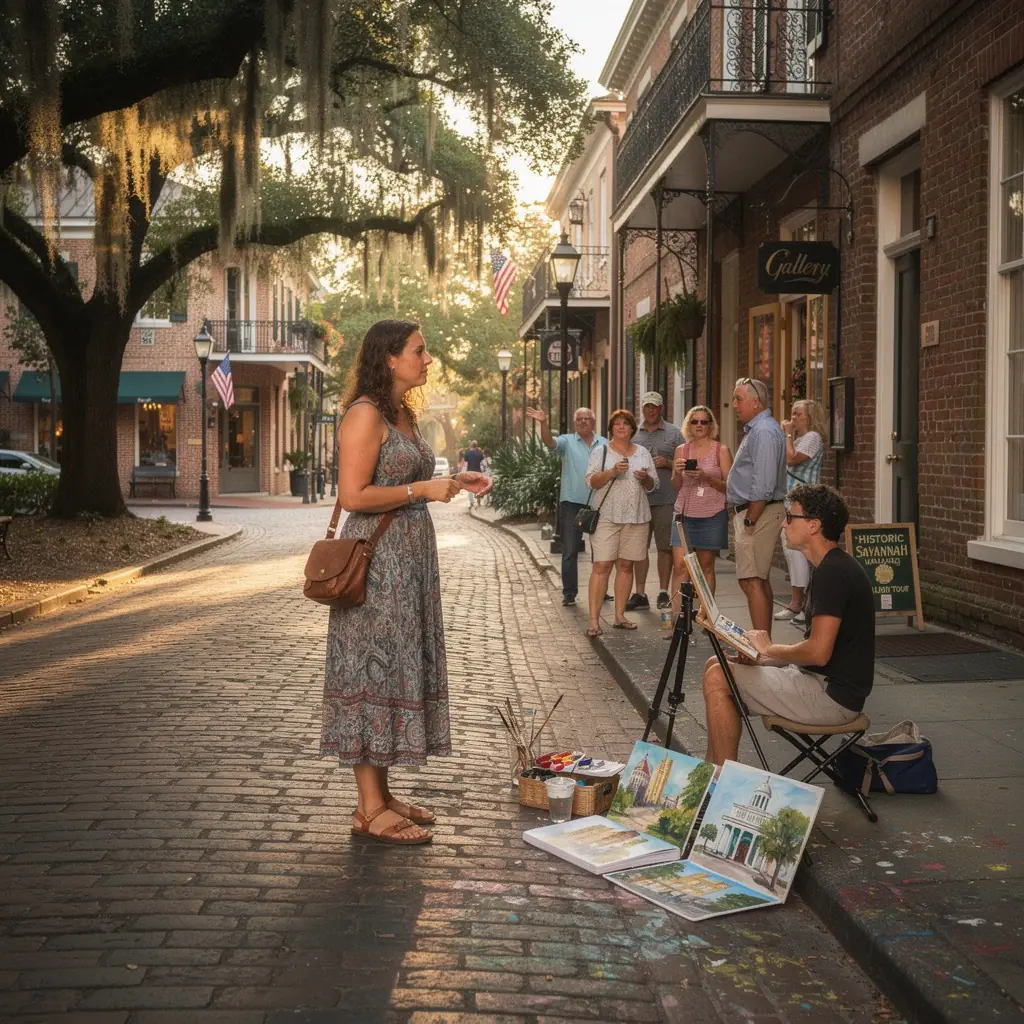 Widok na popularny park w centrum miasta, z turystami odpoczywającymi na trawie.
