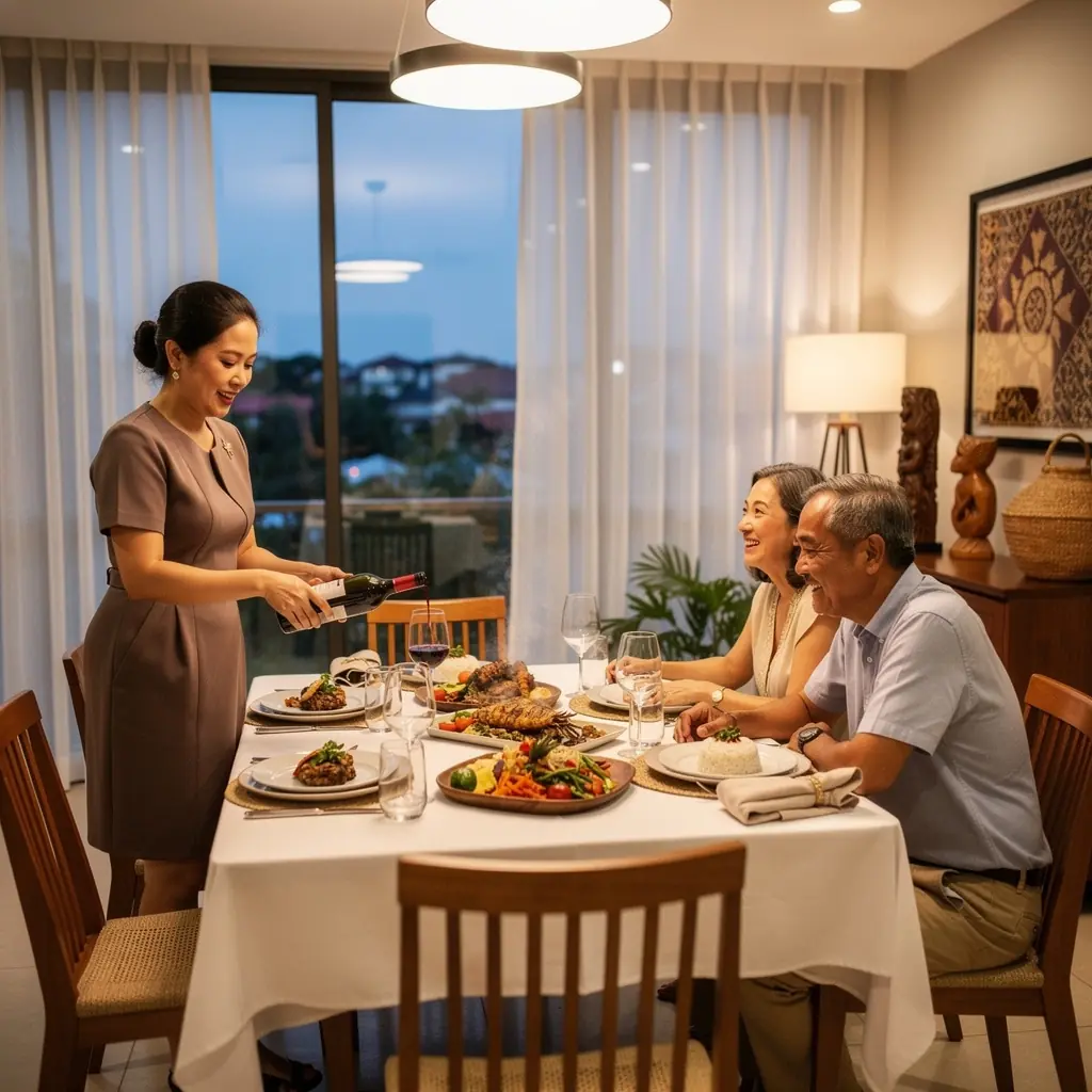 Pracownik biura pokazujący klientowi mapę okolicy z lokalnymi atrakcjami.